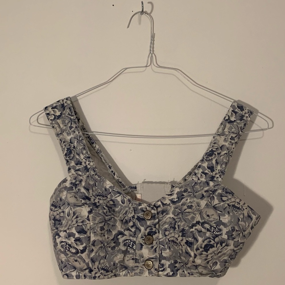Demon floral print extra cropped top.